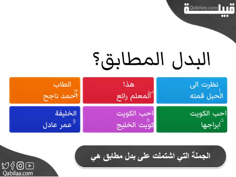 الجملة التي اشتملت على بدل مطابق هي