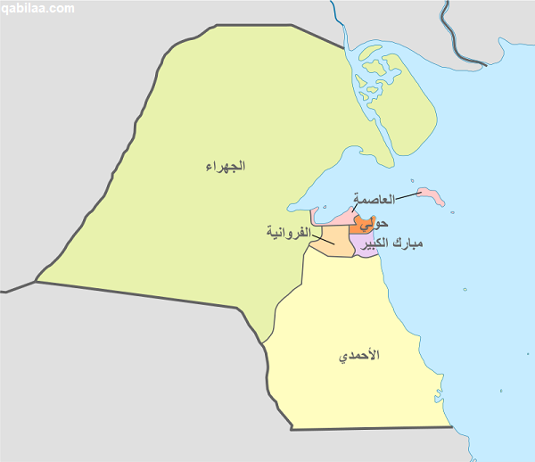 خريطة الكويت بالمدن كاملة صماء