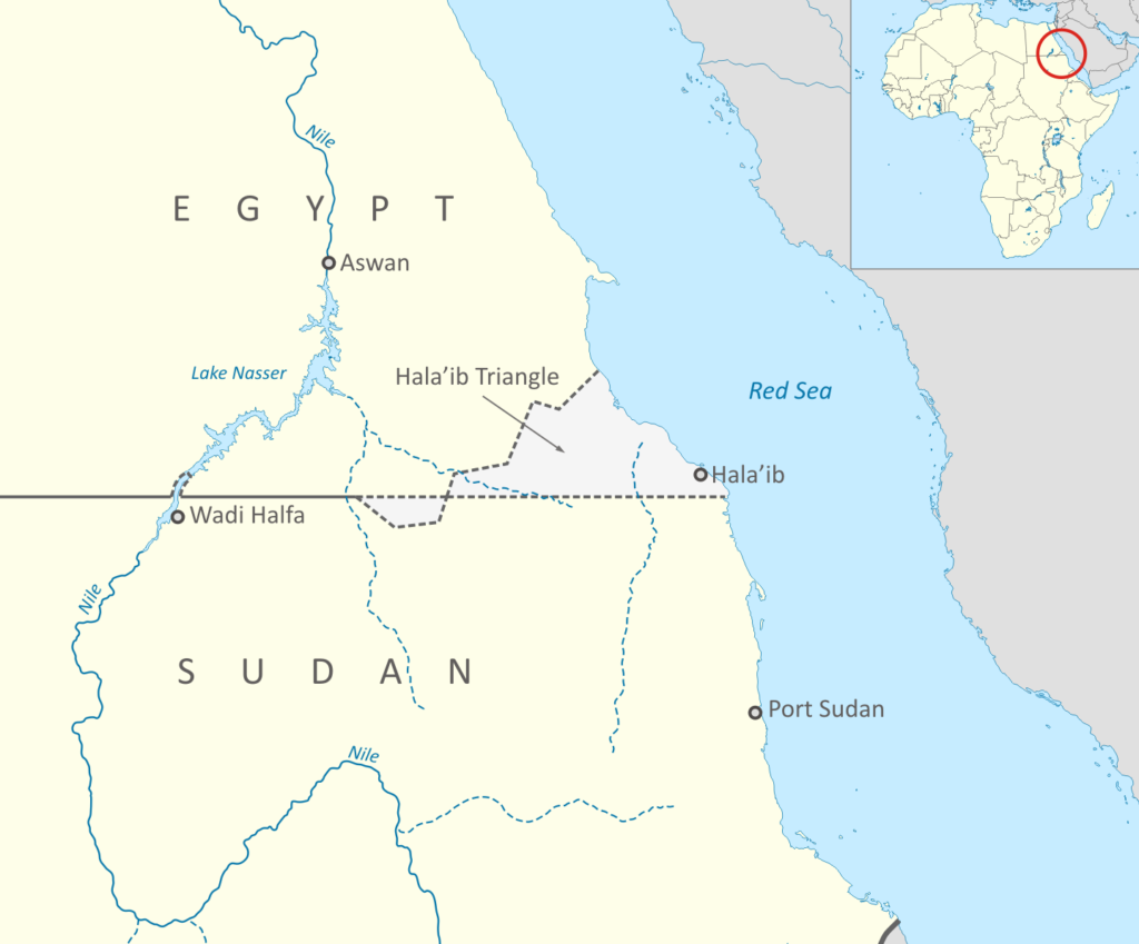 خريطة مصر والسودان