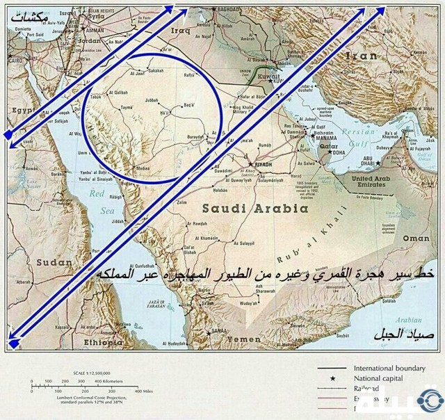 خريطة هجرة الصقور في السعودية